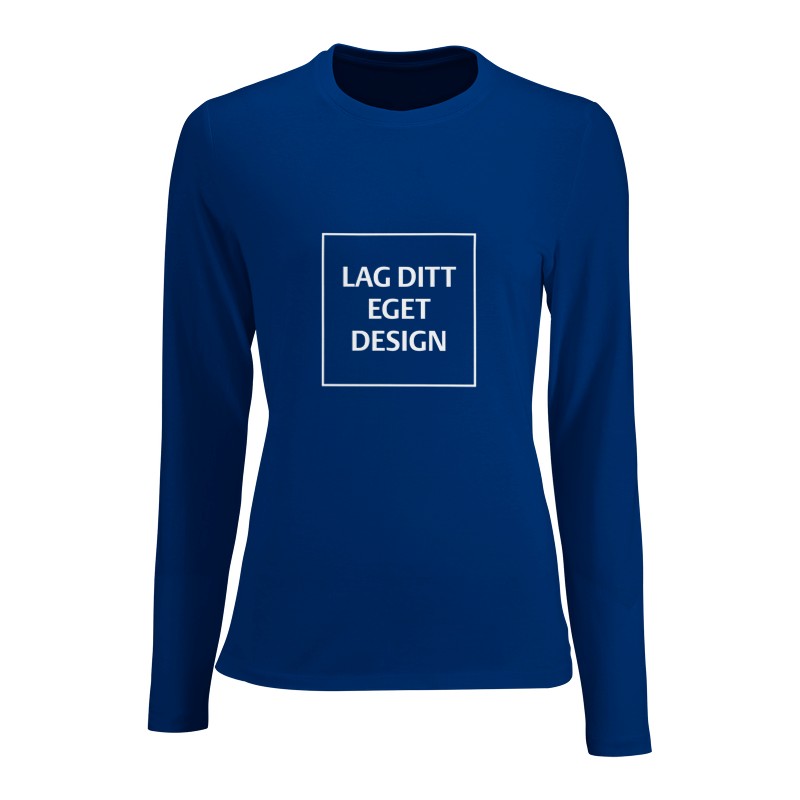 Design din egen figurnære langermet t-skjorte for kvinner med eget trykk