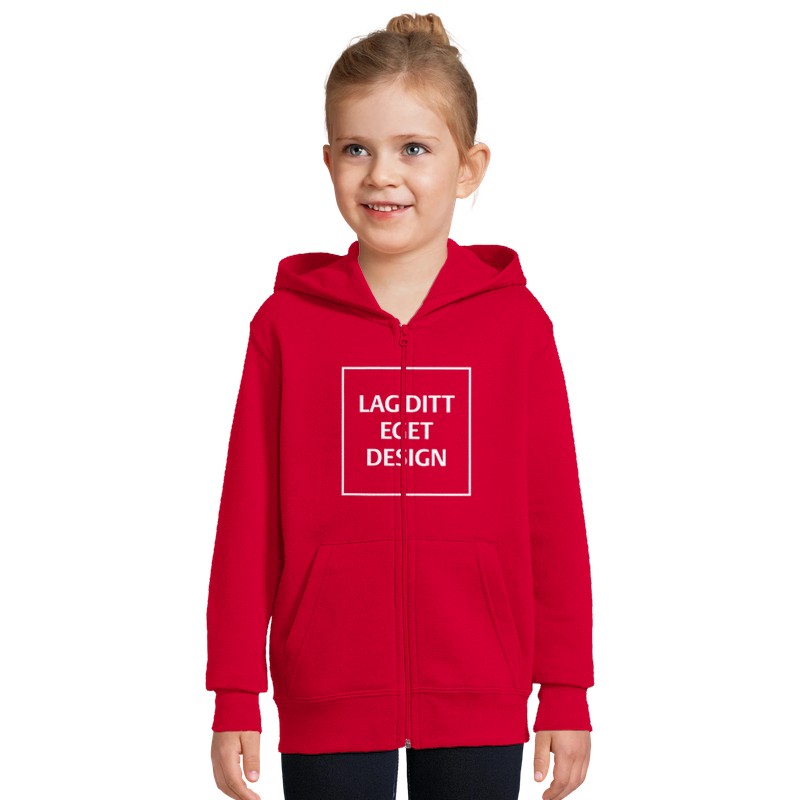Hettejakke for Barn med Glidelås og Eget Trykk | Myk Zip Hoodie