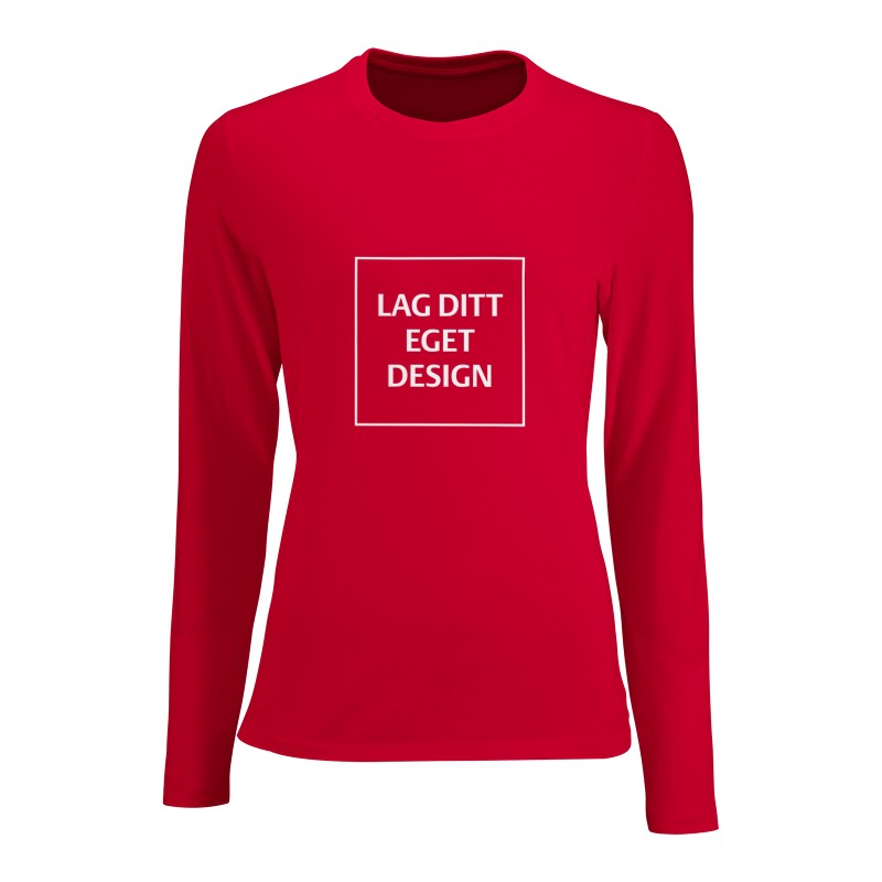 Design din egen figurnære langermet t-skjorte for kvinner med eget trykk