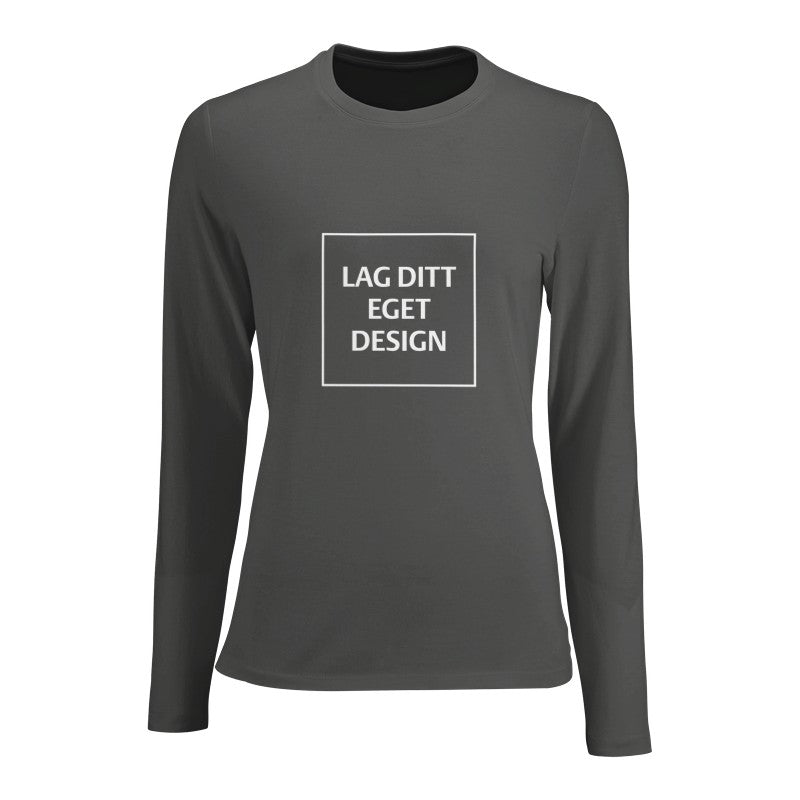 Design din egen figurnære langermet t-skjorte for kvinner med eget trykk