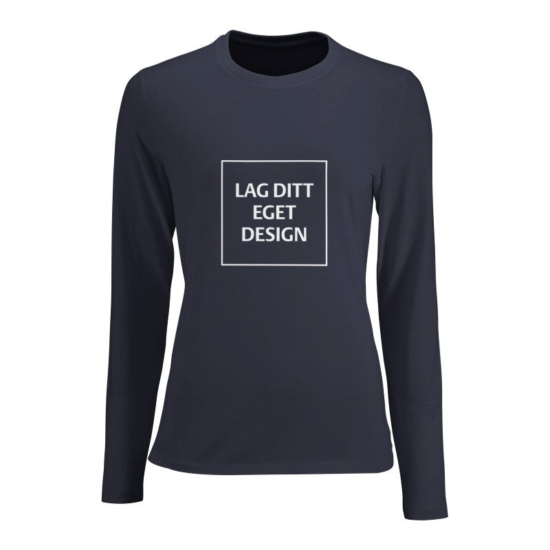 Design din egen figurnære langermet t-skjorte for kvinner med eget trykk