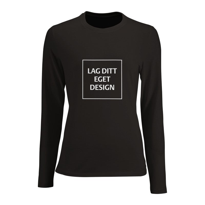 Design din egen figurnære langermet t-skjorte for kvinner med eget trykk