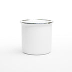 Klassisk Emaljekopp 12oz Hvit med Sølvkant | Design Ditt Eget