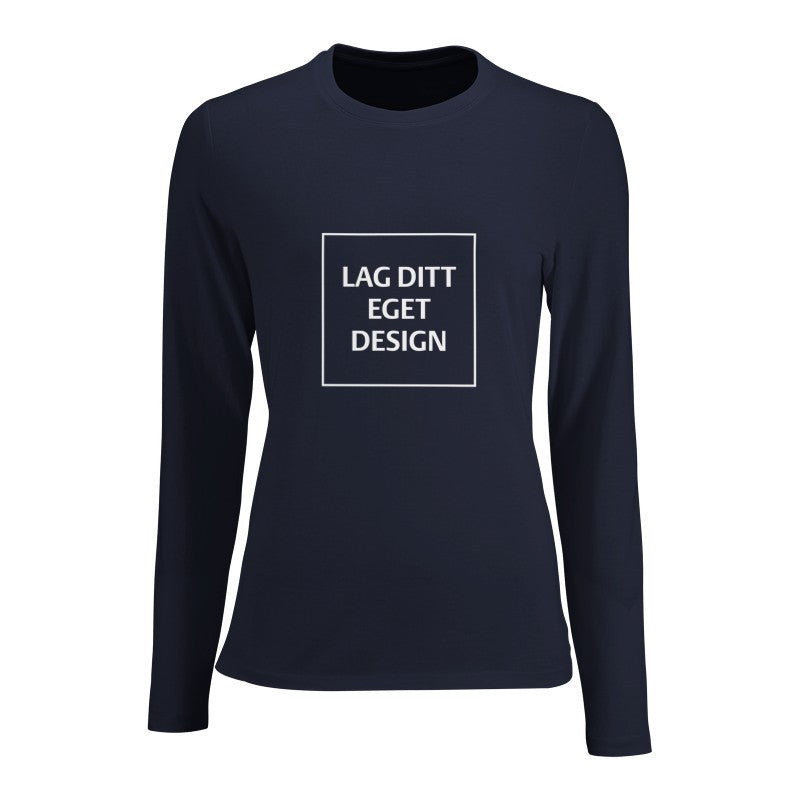 Design din egen figurnære langermet t-skjorte for kvinner med eget trykk
