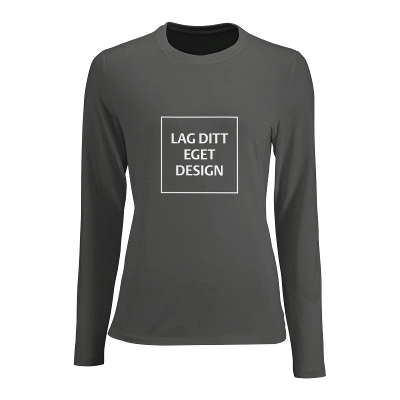 Design din egen figurnære langermet t-skjorte for kvinner med eget trykk