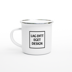 Klassisk Emaljekopp 12oz Hvit med Sølvkant | Design Ditt Eget