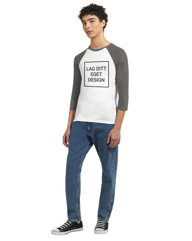 Unisex Raglan T-skjorte med 3/4 Ermer – Skap Ditt Unike Design