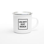 Klassisk Emaljekopp 12oz Hvit med Sølvkant | Design Ditt Eget