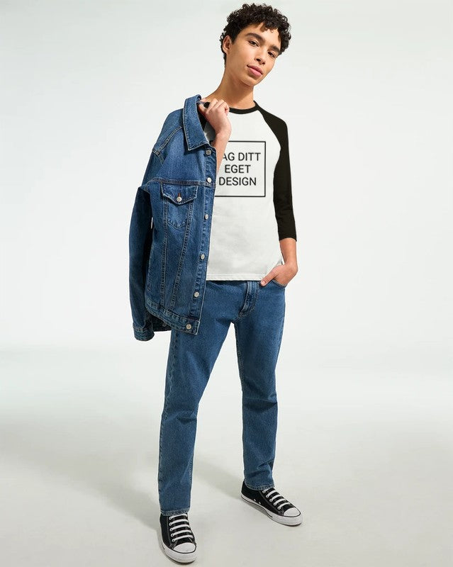 Unisex Raglan T-skjorte med 3/4 Ermer – Skap Ditt Unike Design