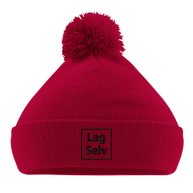 Personlig Pom Pom Lue | Design din egen med broderi