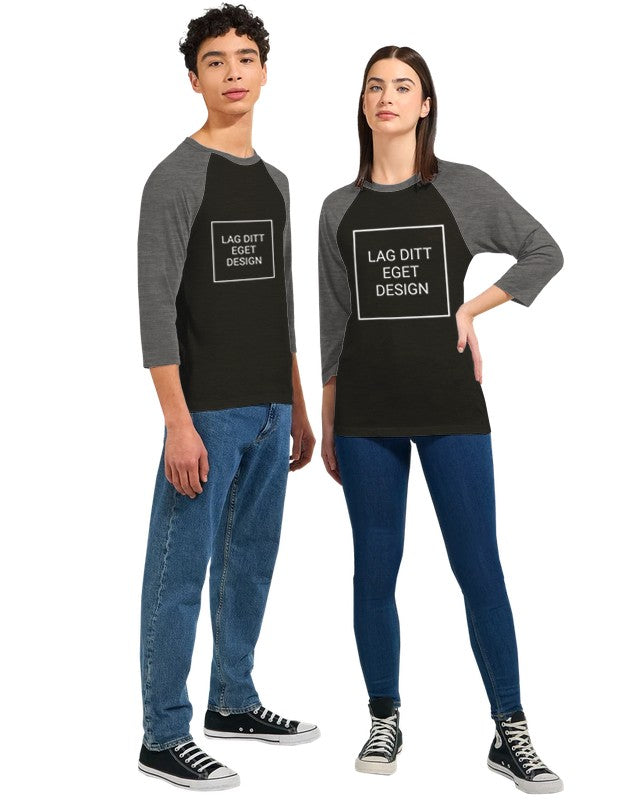 Unisex Raglan T-skjorte med 3/4 Ermer – Skap Ditt Unike Design