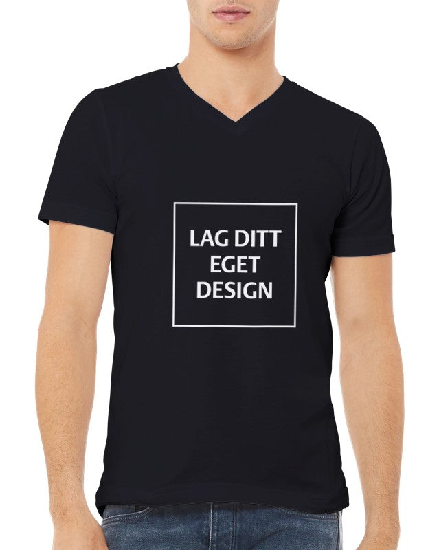 Design din egen Premium Unisex V-hals T-skjorte med eget trykk