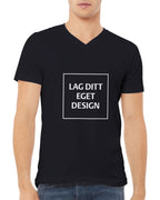 Design din egen Premium Unisex V-hals T-skjorte med eget trykk