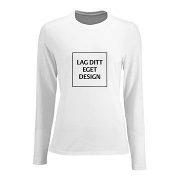 Design din egen figurnære langermet t-skjorte for kvinner med eget trykk
